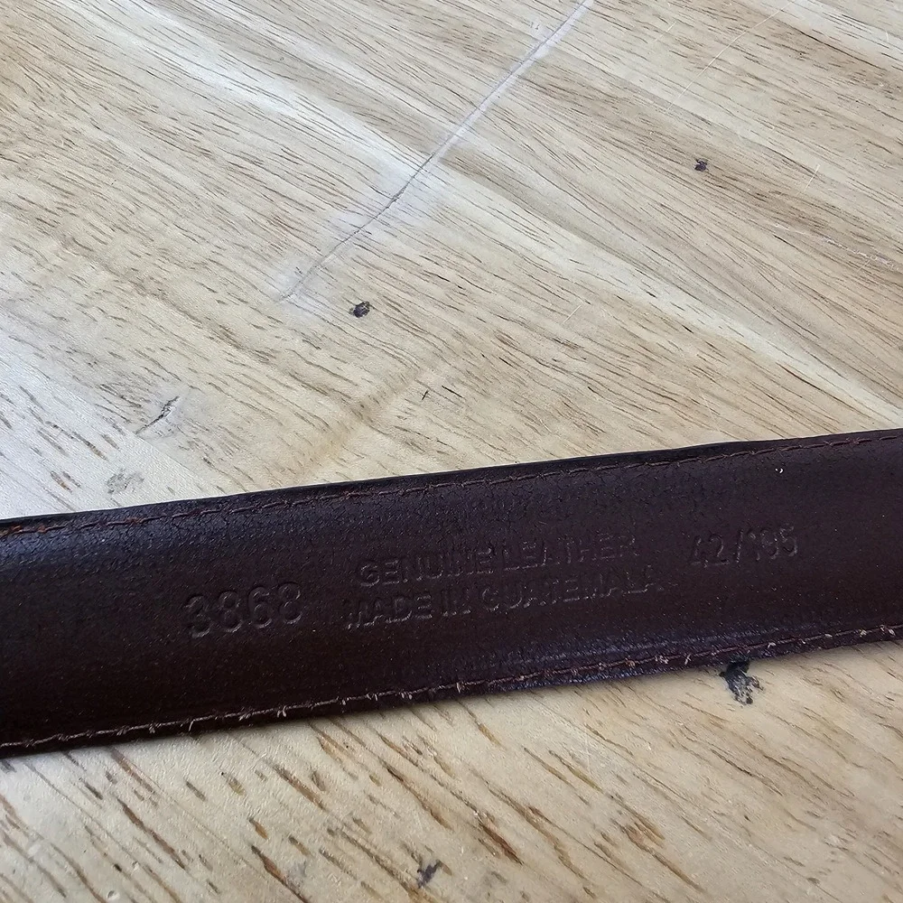 Mens Belt 3868 Sz 42 Brown Leather Southwest Woven Inlay Western Aztec Guatemala
